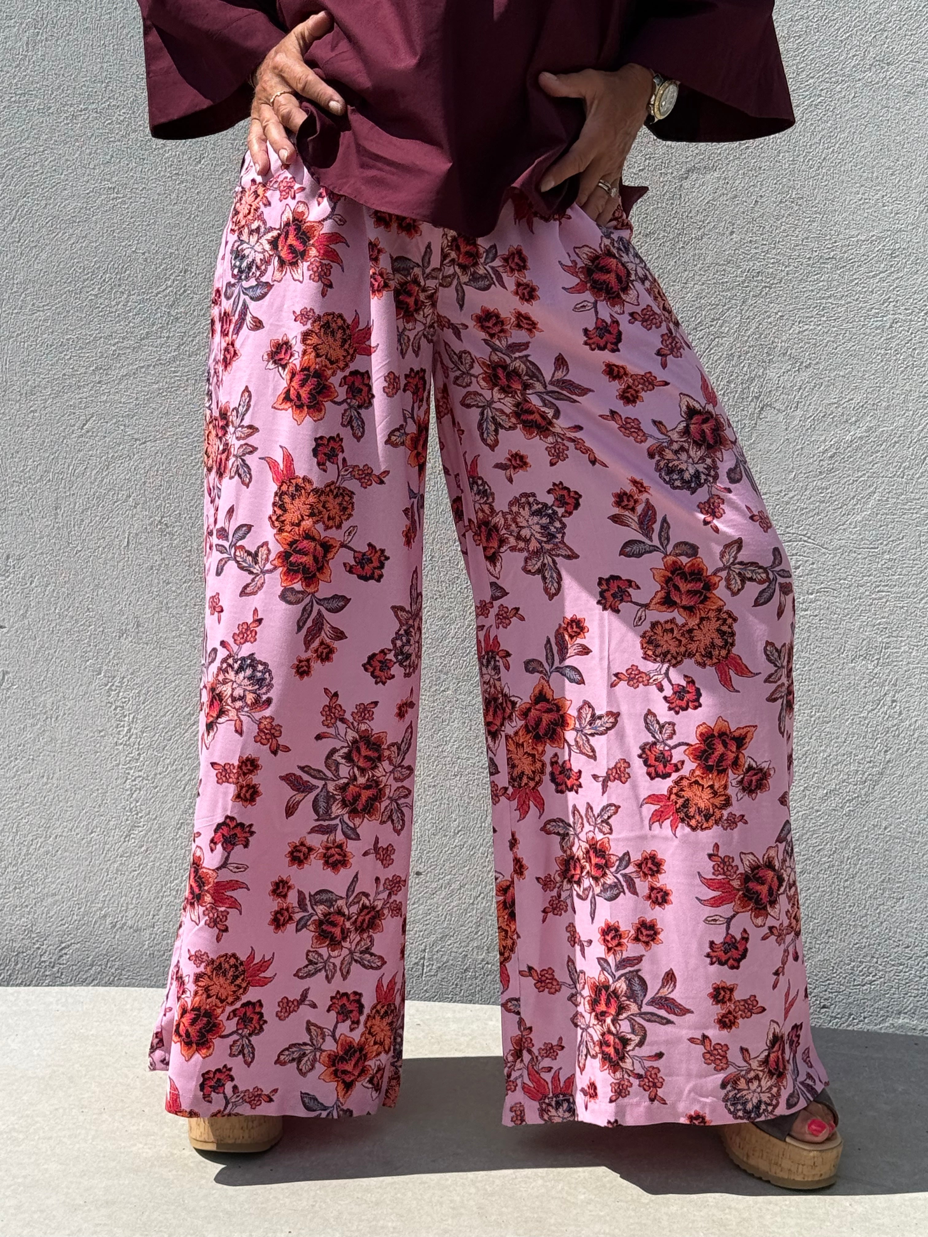 Gaspar 2607912 Houston pant wide flower rose