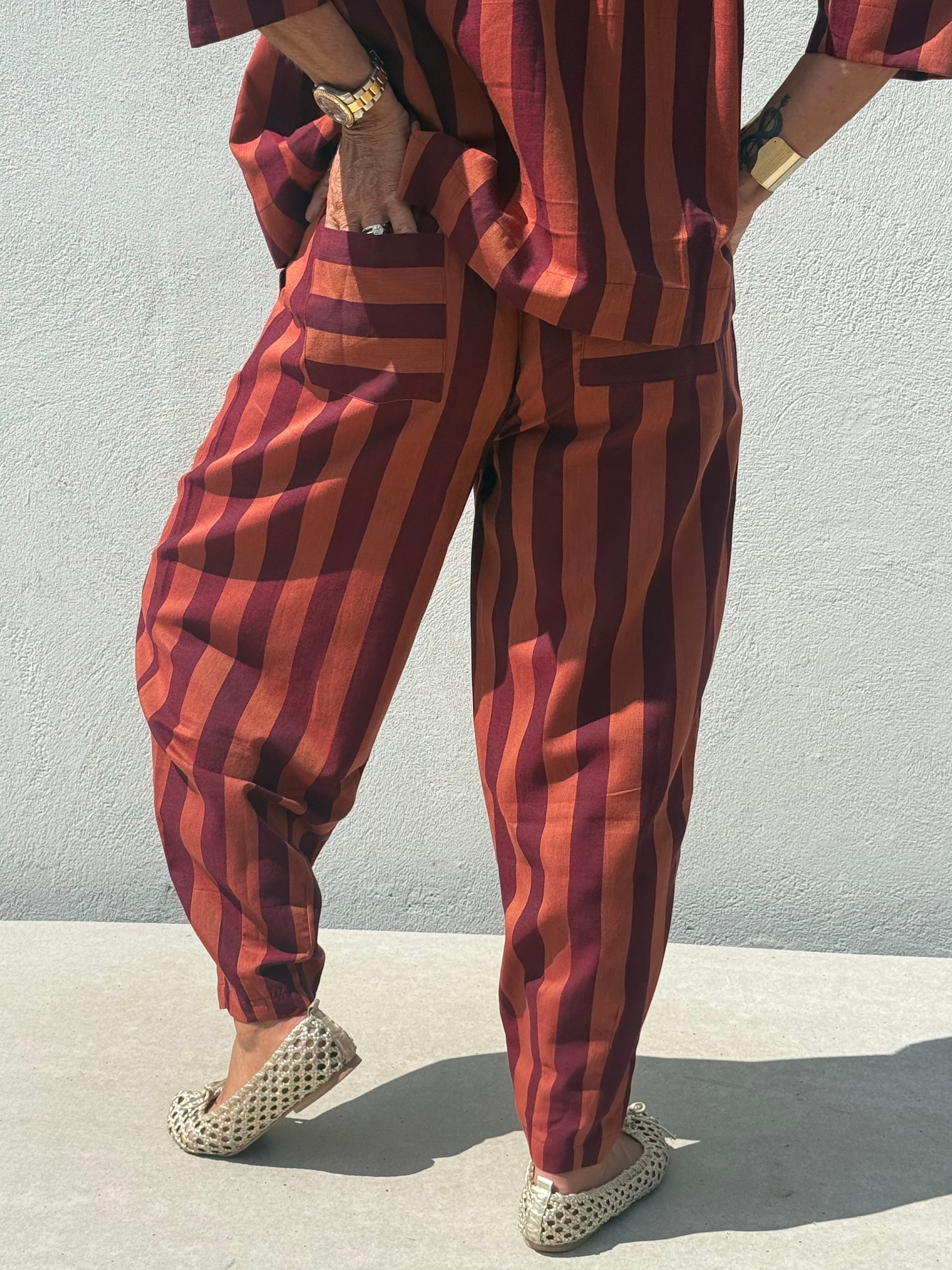 Gaspar 2607922 Colorado stripe pants burnt sienna
