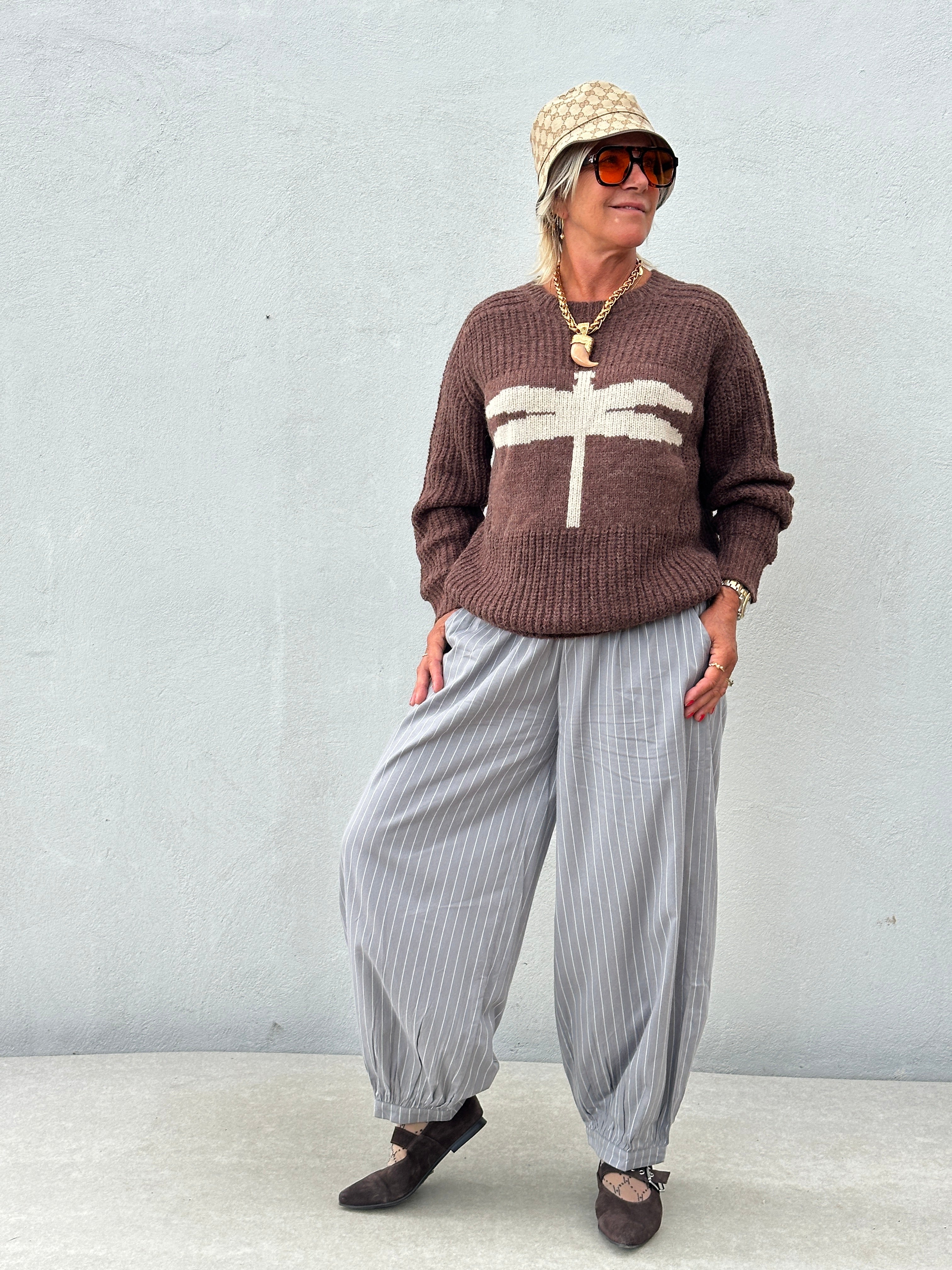 Gaspar 2607935 Tropea pants pinstripe grey