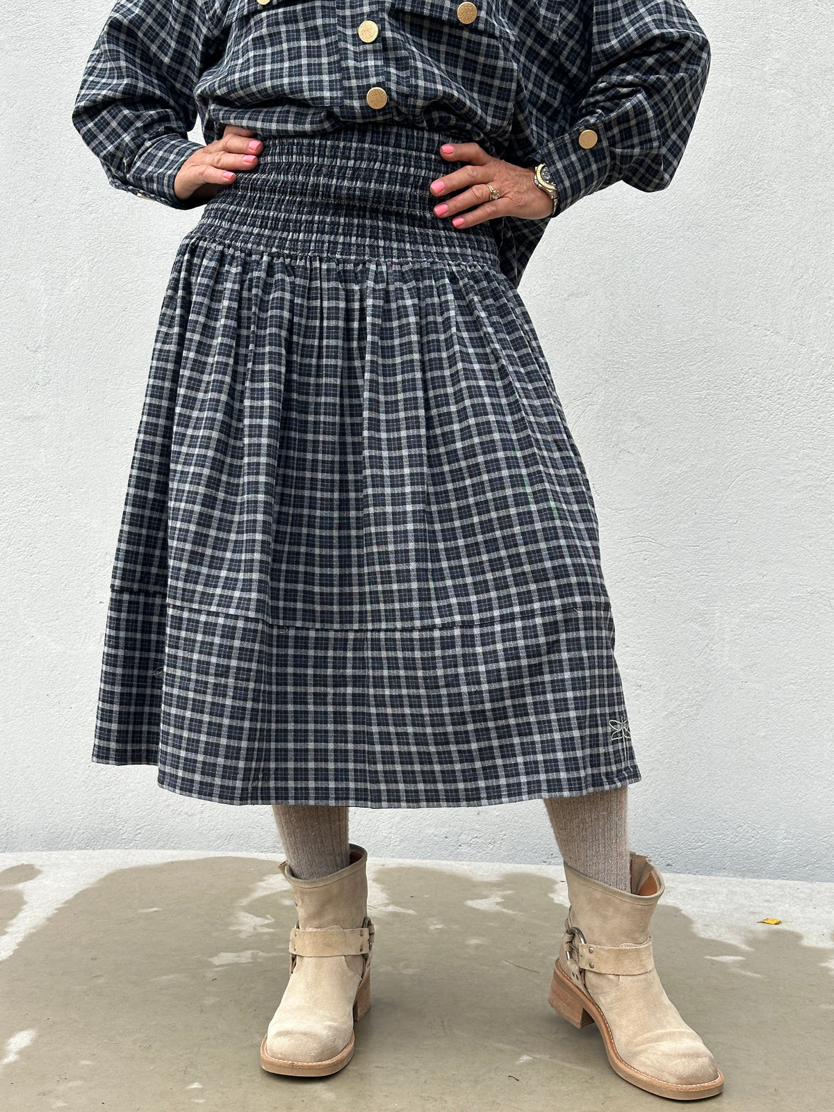 Gaspar 2607951 Vienna skirt check dark blue