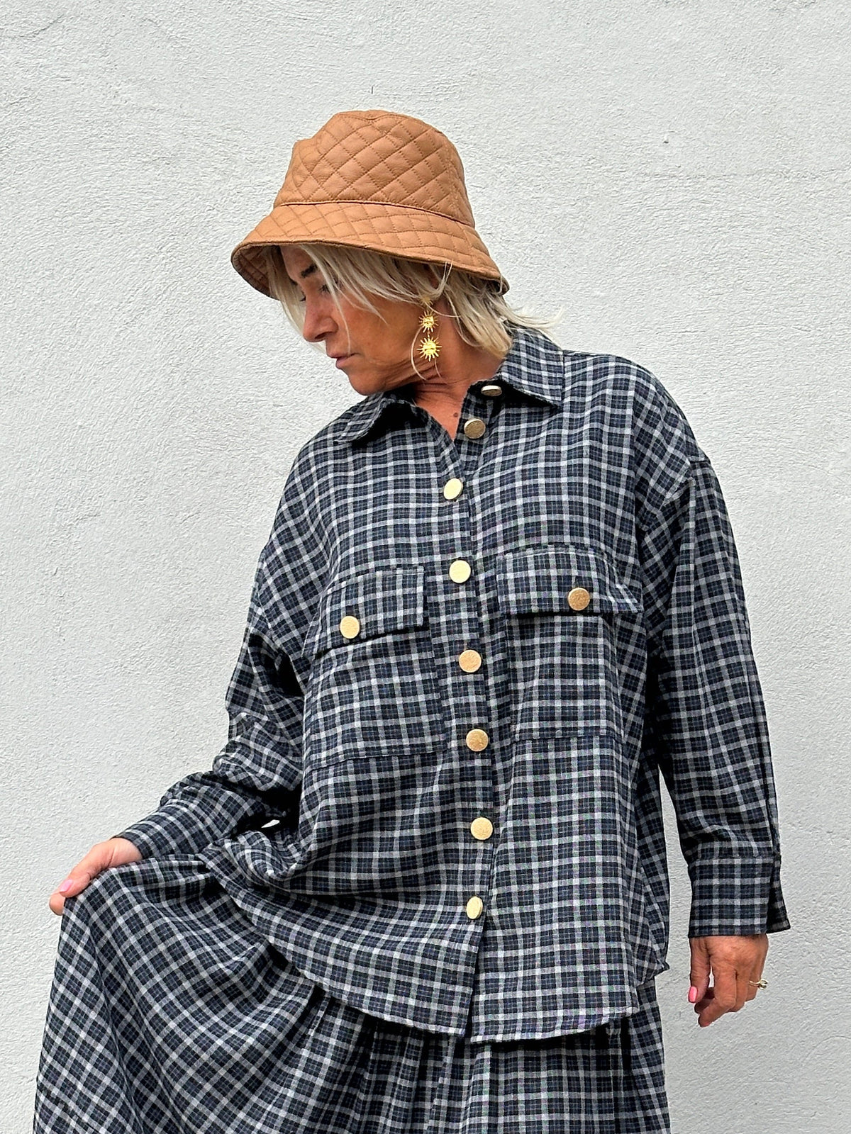 Gaspar 2607748 Sevilla check shirt dark blue