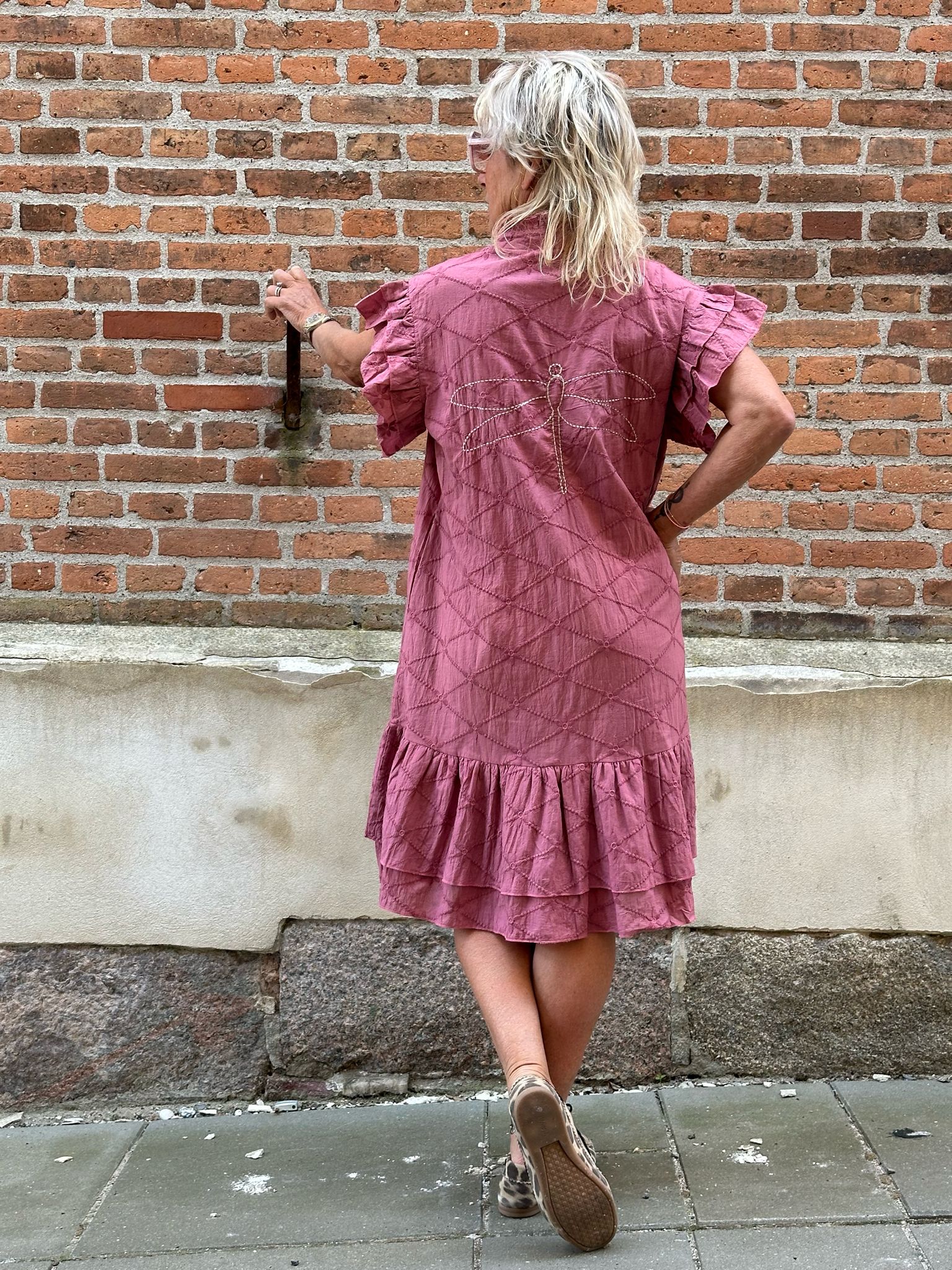 Gaspar 2601733 Jada dress broderi anglaise rose