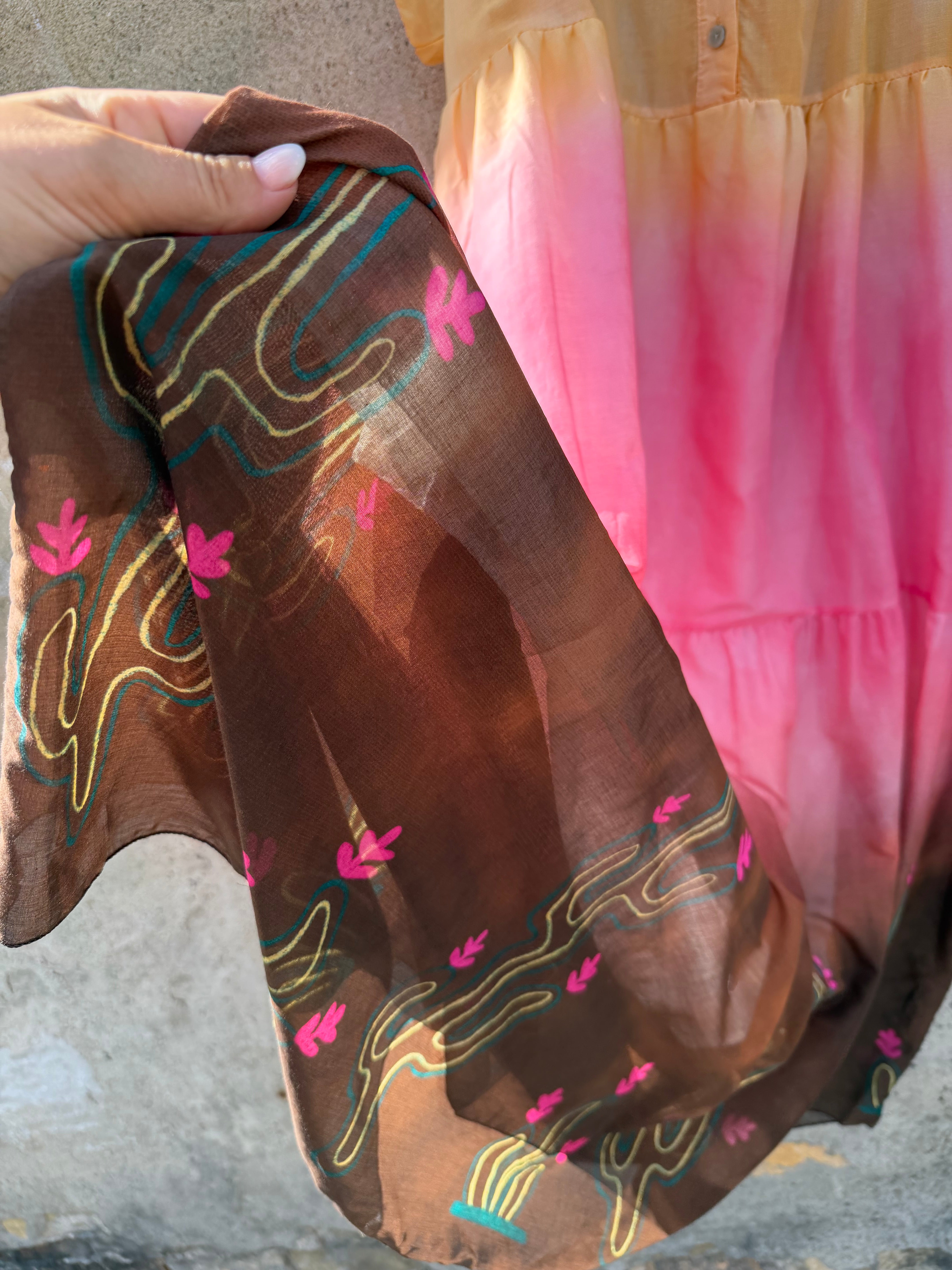 Qnuz 9401 dress Boheme dress print peach