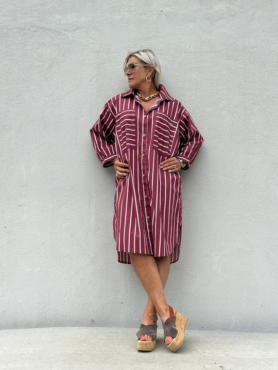 Gaspar 2601709 Malmø dress shirt stripe maroon