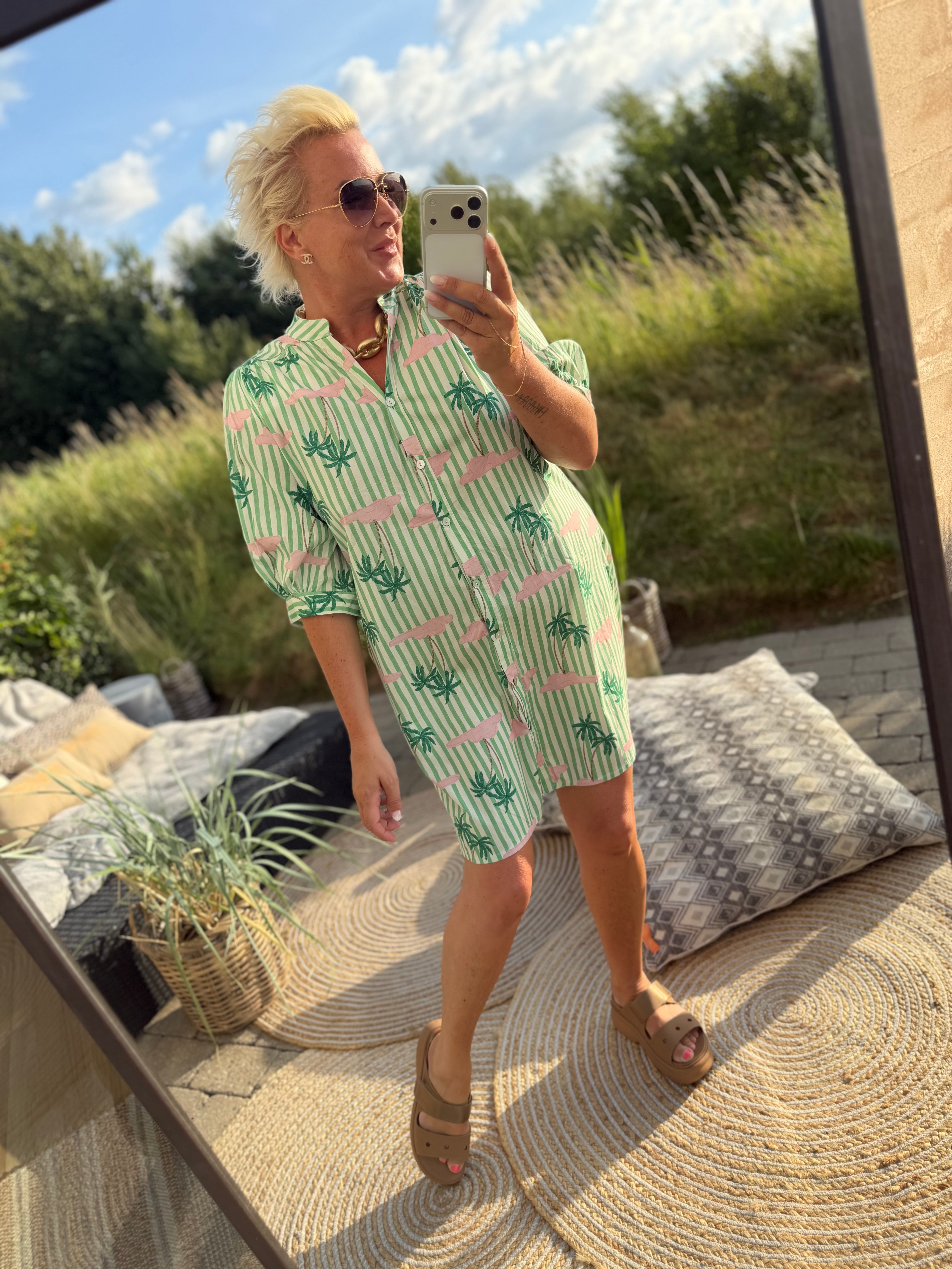 Palm Island dress stripe mint