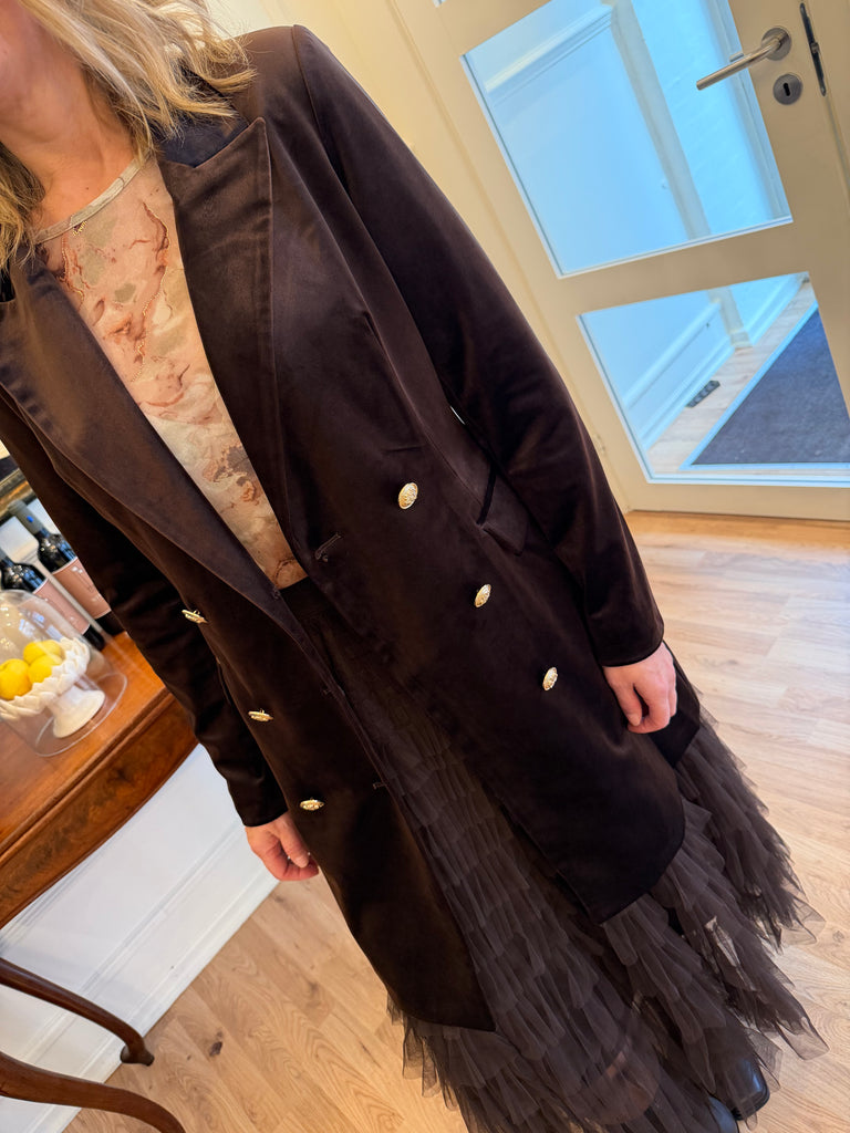 By Engbork Amalia velour blazer gold brown