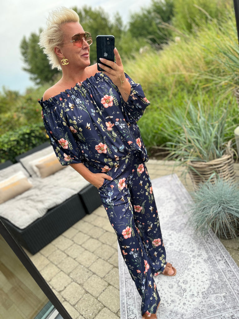 Design By Laerke Elisabeth bluse flower navy