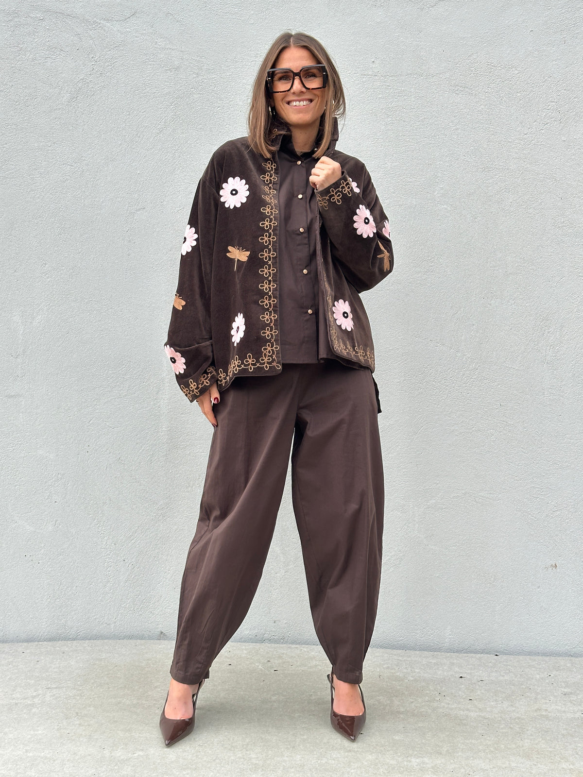 Gaspar 2607505 Utah short velvet jacket chocolate