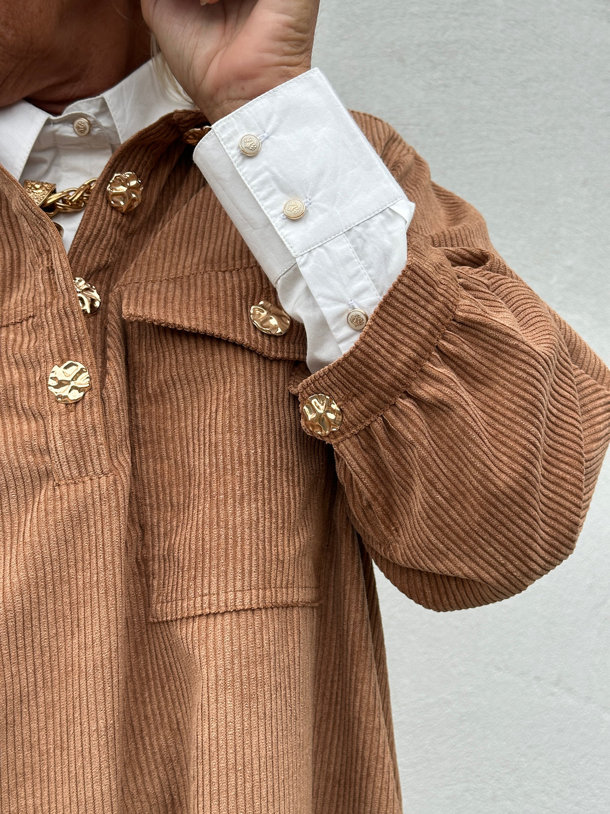 Gaspar 2607744 Nice corduroy dress camel