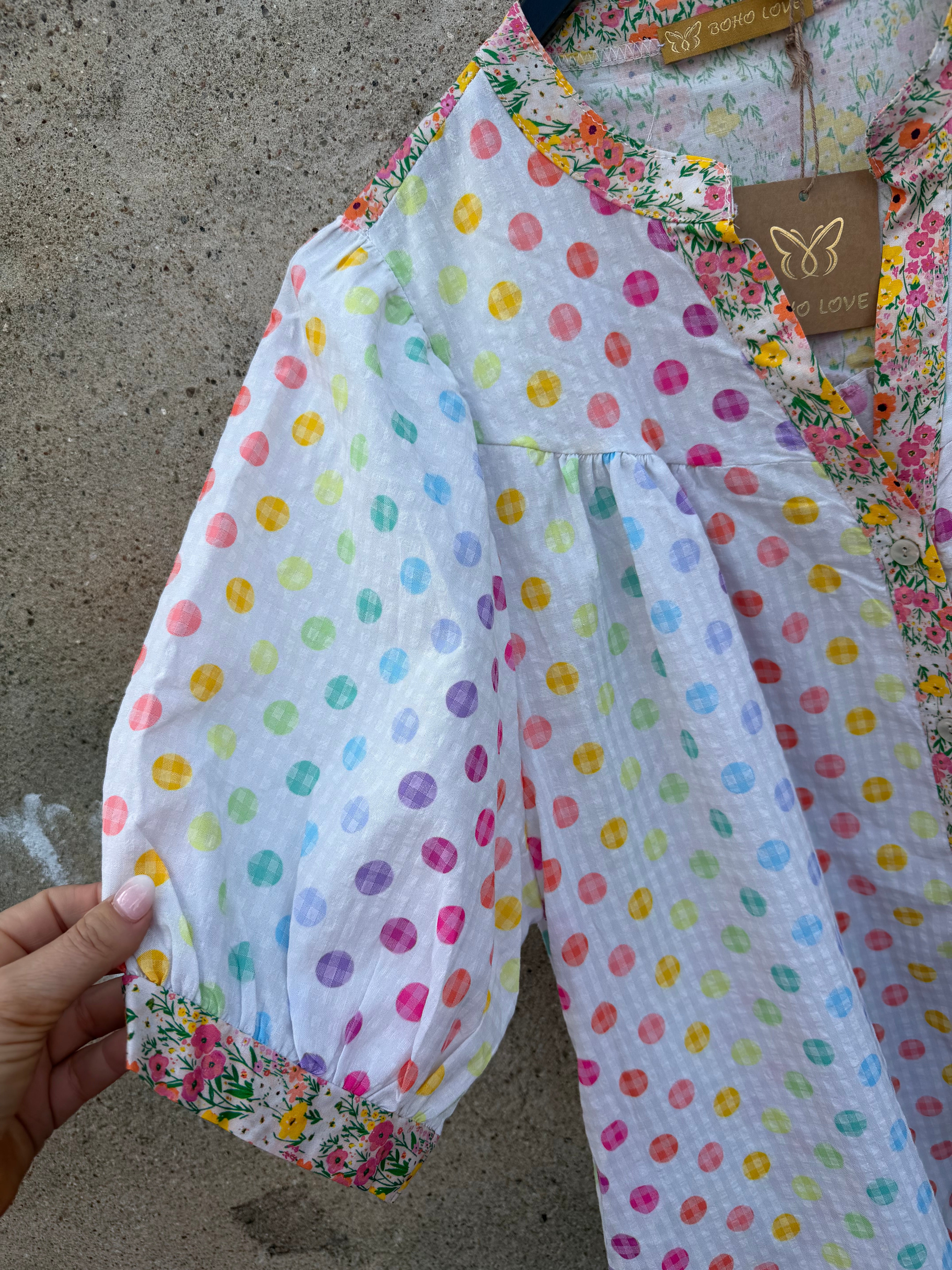 Boho Love B1379 tunic dots multi