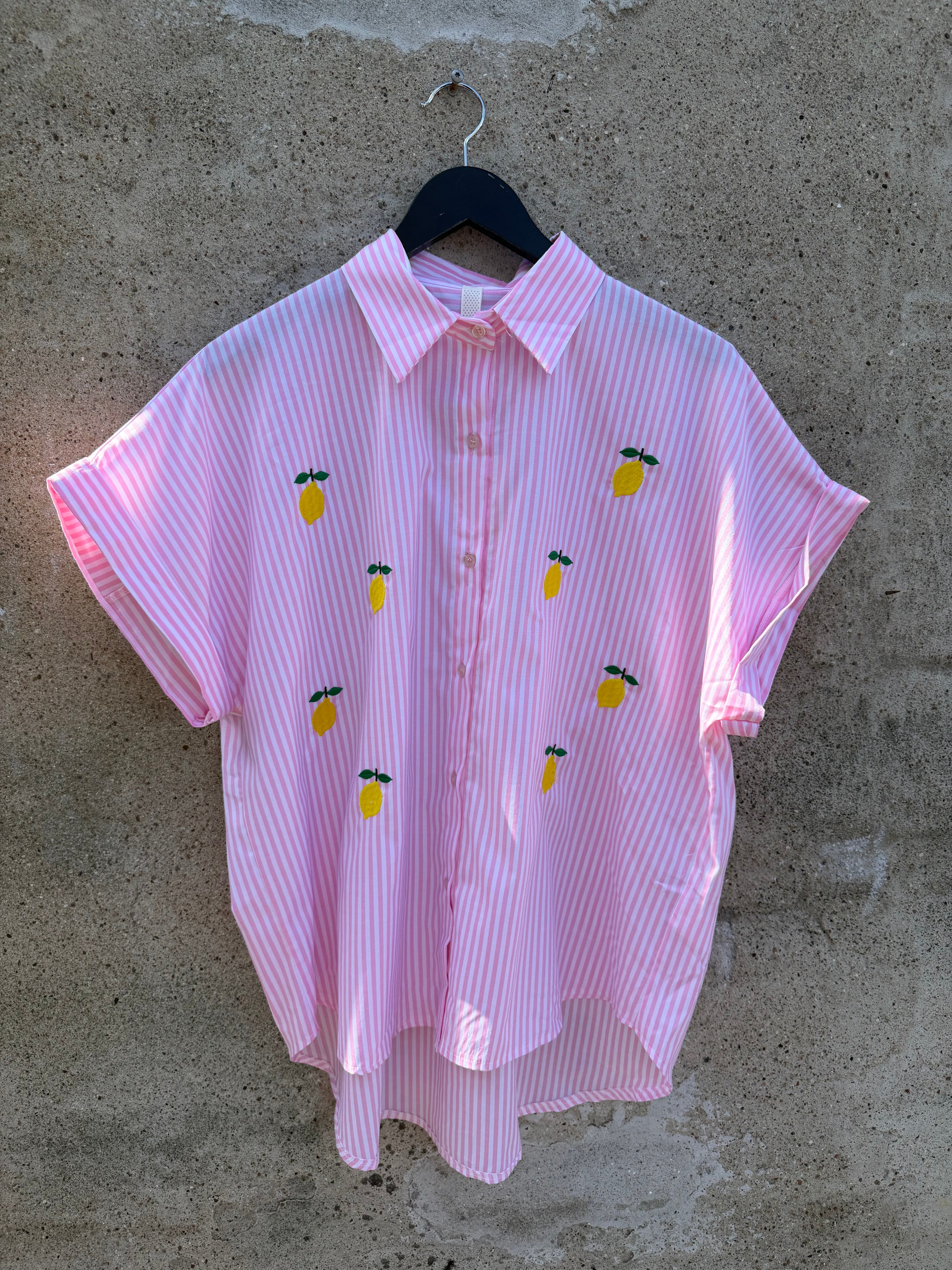 Astrid lemon shirt stripe pink