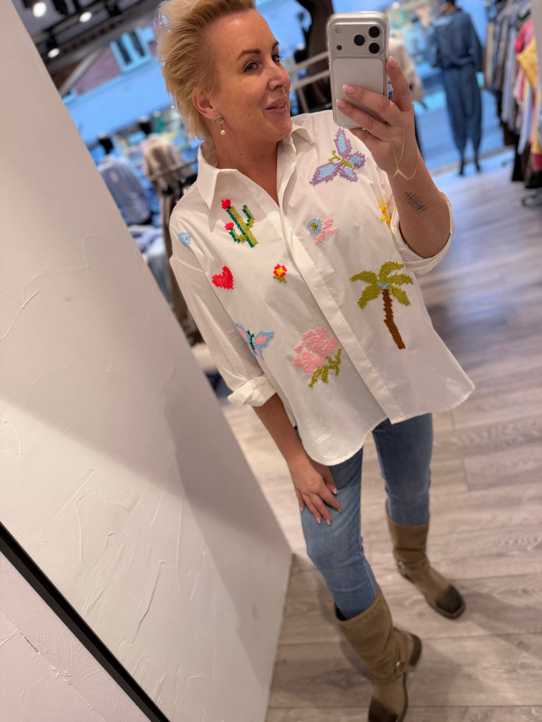 Boho Love B1327-02 skjorte palm white