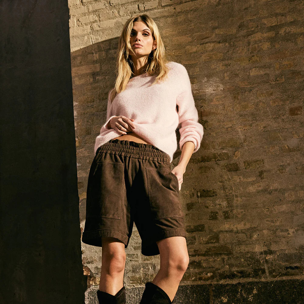Depeche 51420 Hanna suede shorts dusty brown