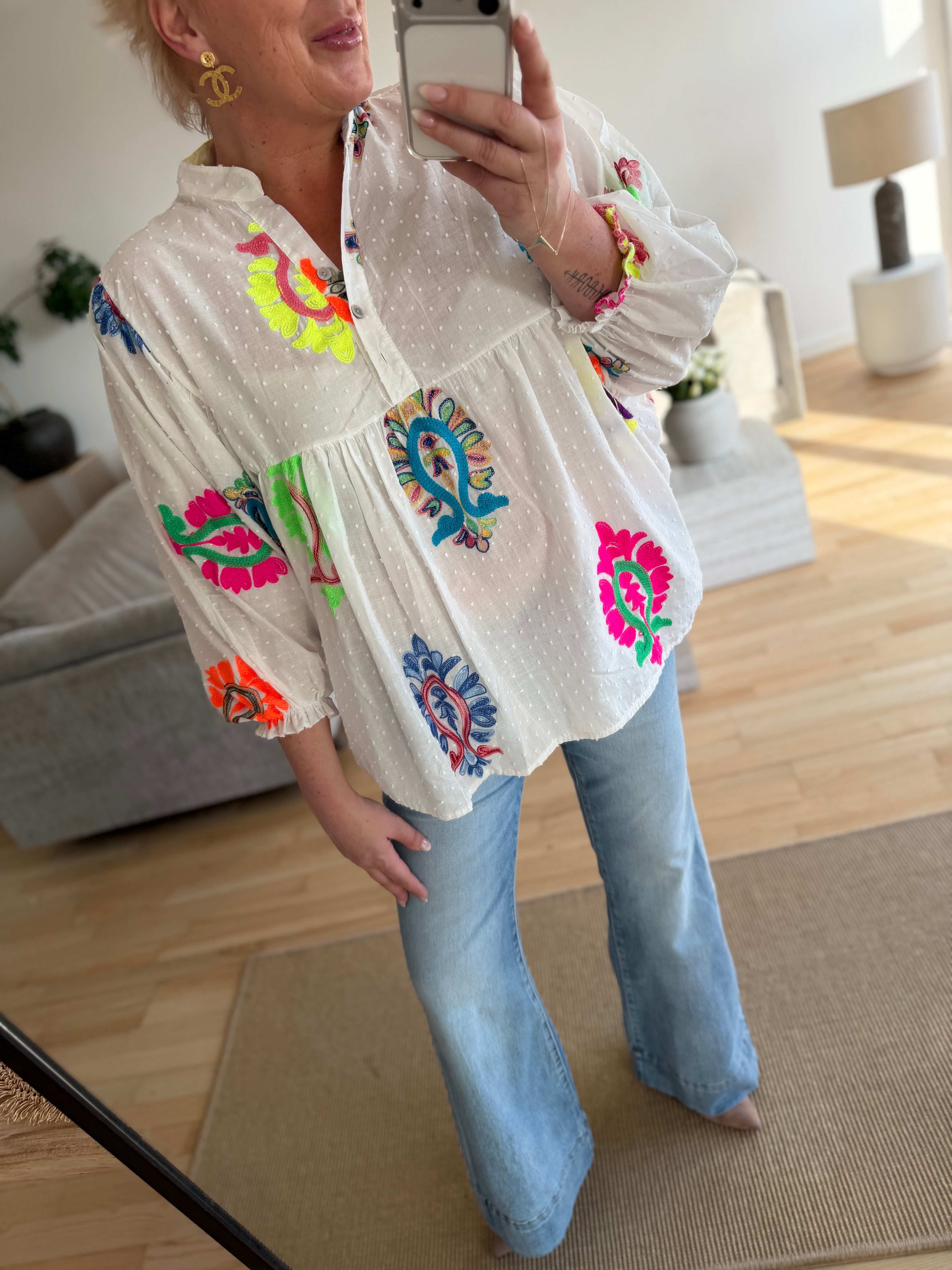 Boho Love B1351 Mix skjorte white