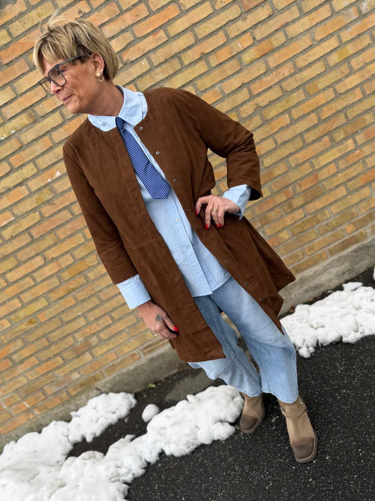 Depeche 51324 Sandy shirt dress suede choco