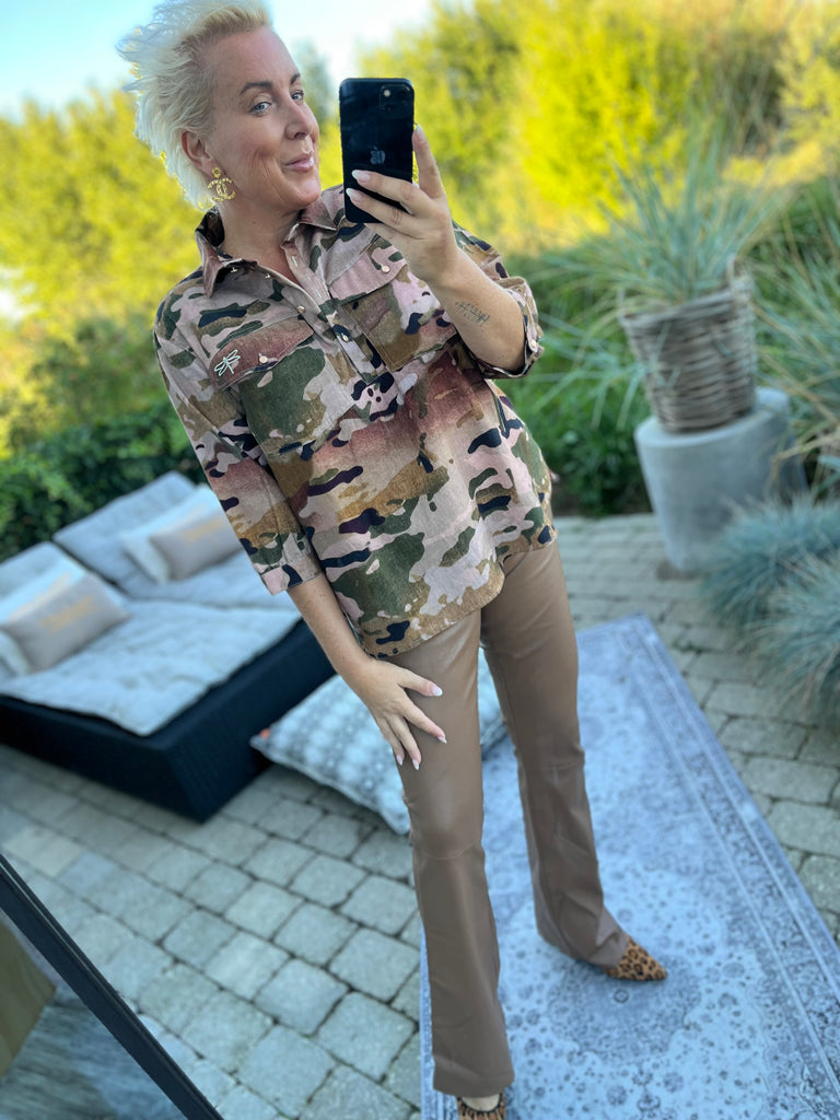 Depeche 51160 Ava pants flare leather nougat