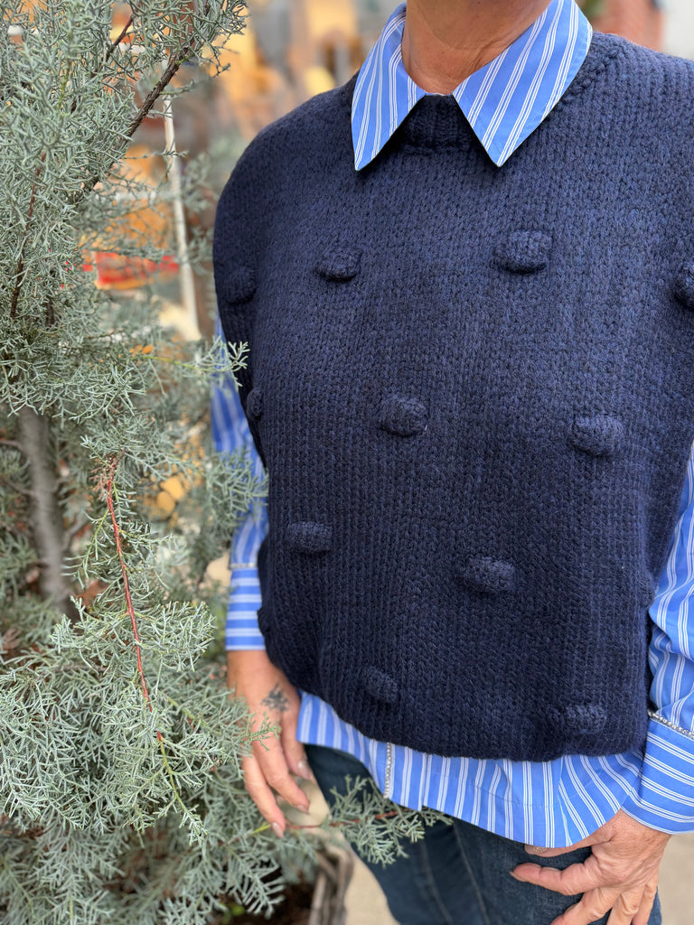 Boho Love B1299 strik vest navy dots