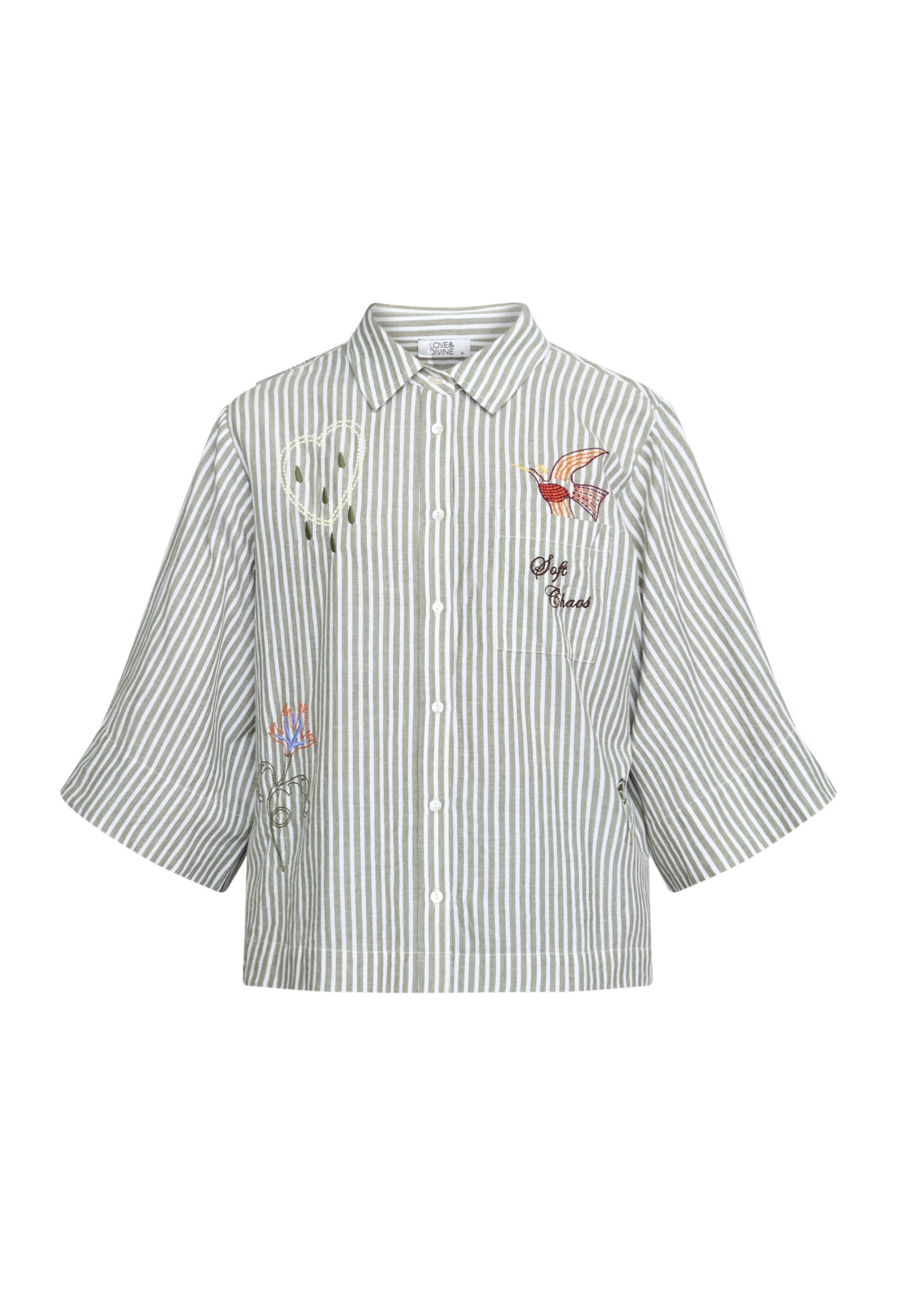 Love & Divine love1562-1 shirt stripe khaki