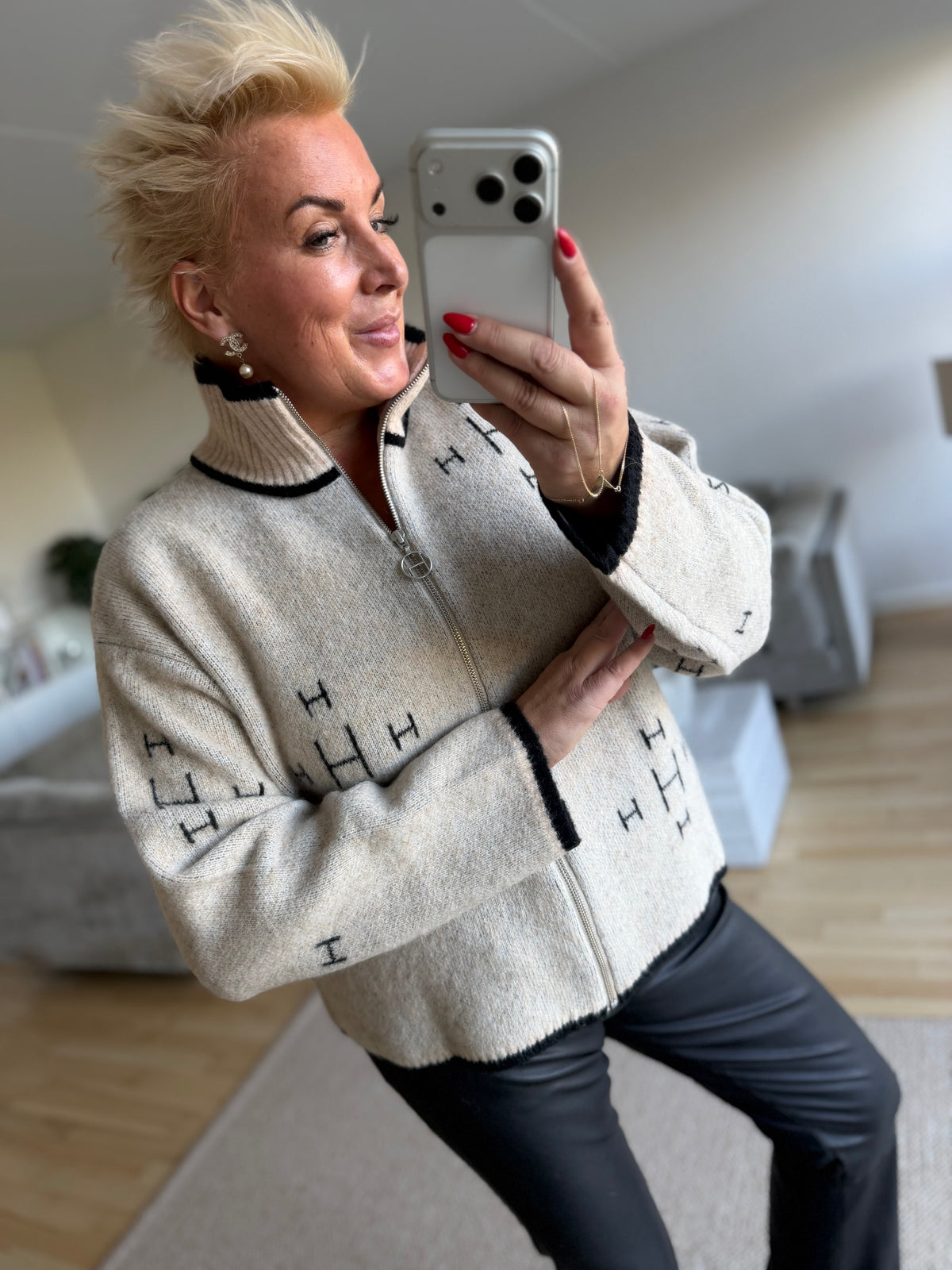 HÈST 2630120856 Iben zip jacket light beige melange
