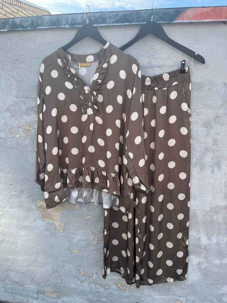 Boho Love B1292 skjorte dot satin taupe