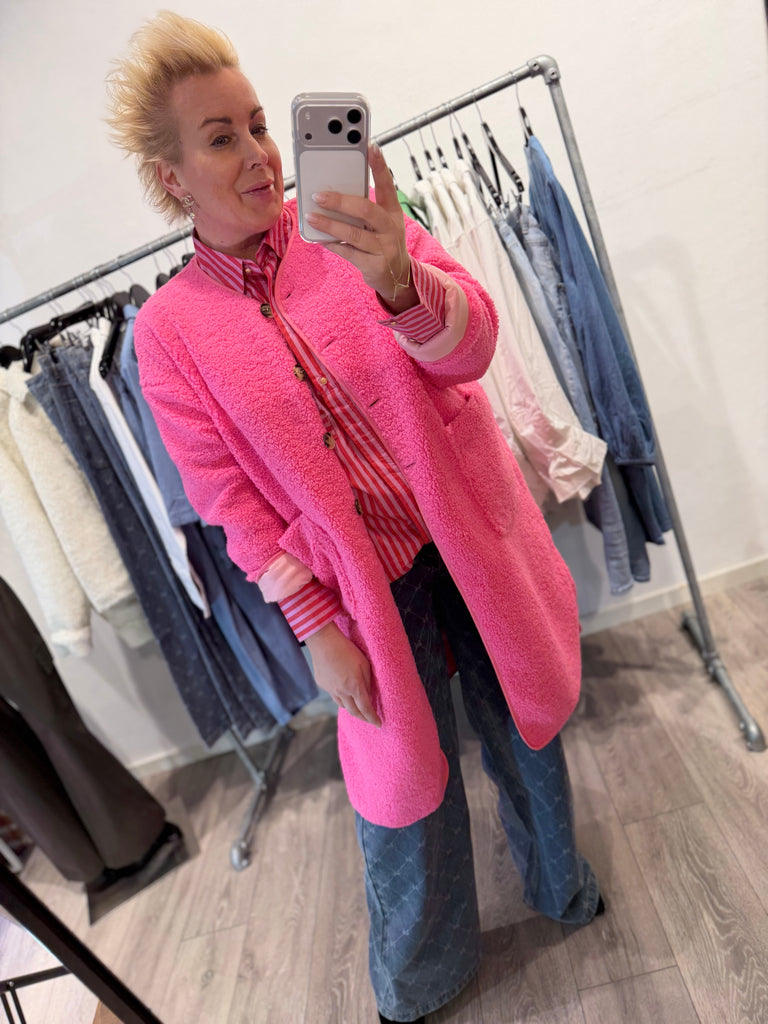 Boho Love B1316 Teddy long jacket pink