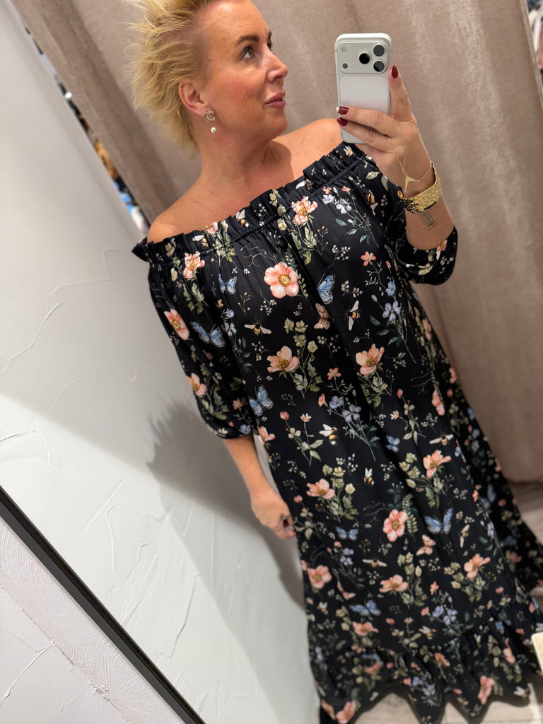 Design By Laerke Elisabeth long dress flower black