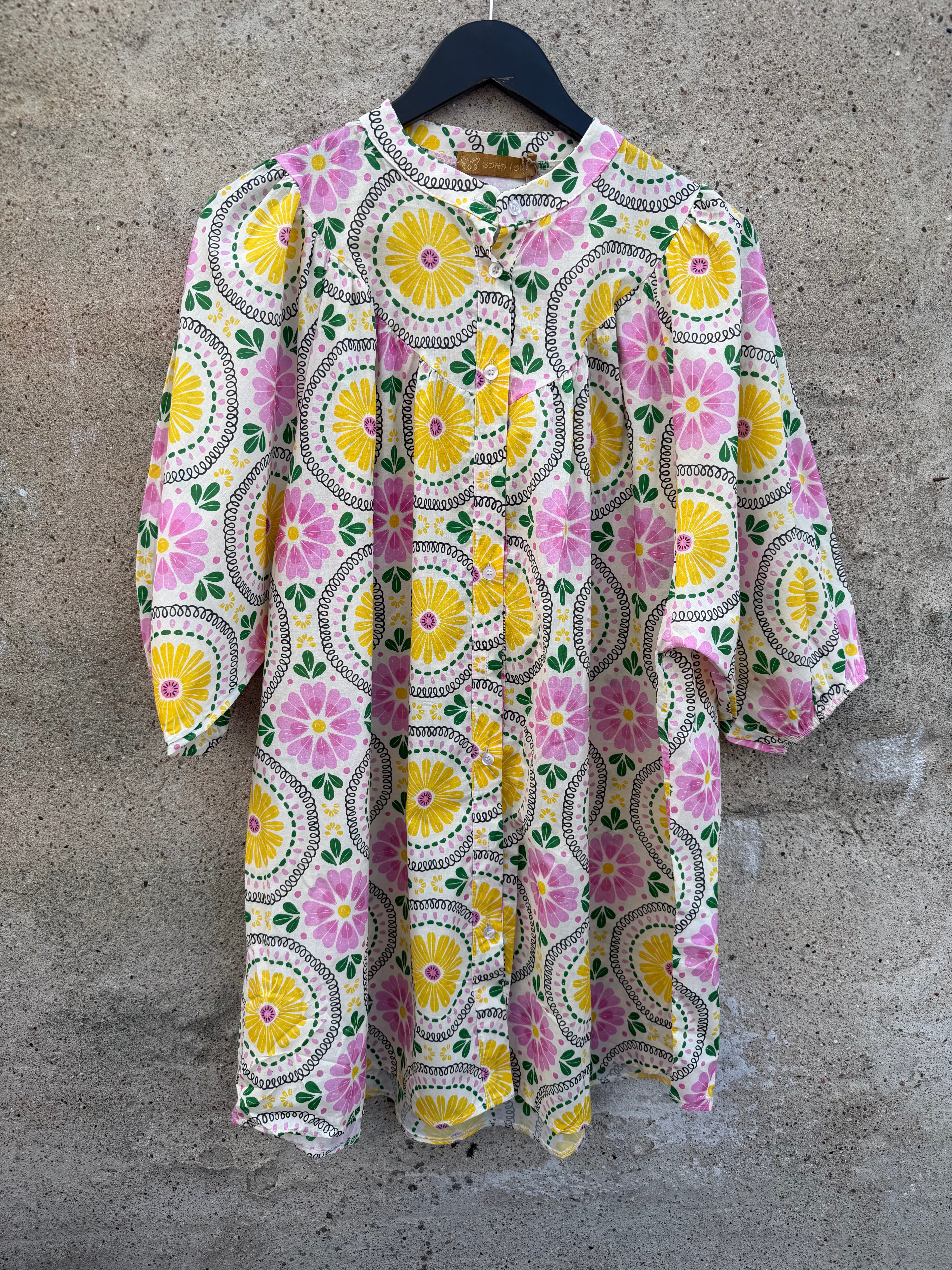 Boho Love B1380 tunic flower multi yellow