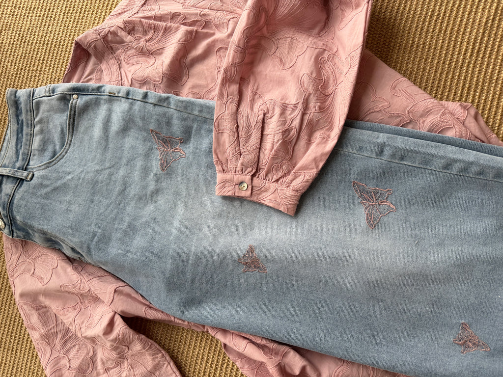 By Engbork Q865 jeans denim butterfly