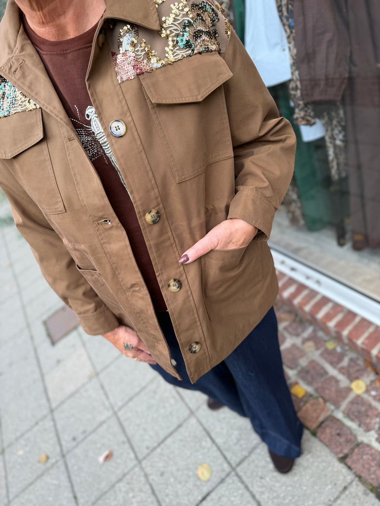 Qnuz 9174 Canvas jacket sequins