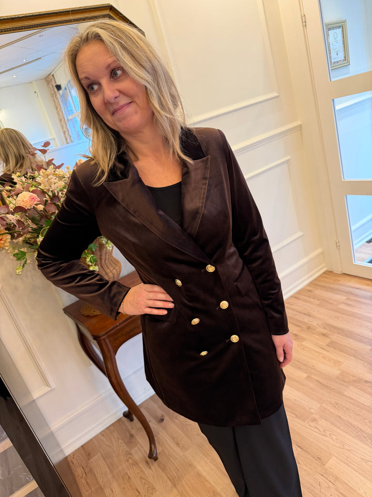 By Engbork Amalia velour blazer gold brown