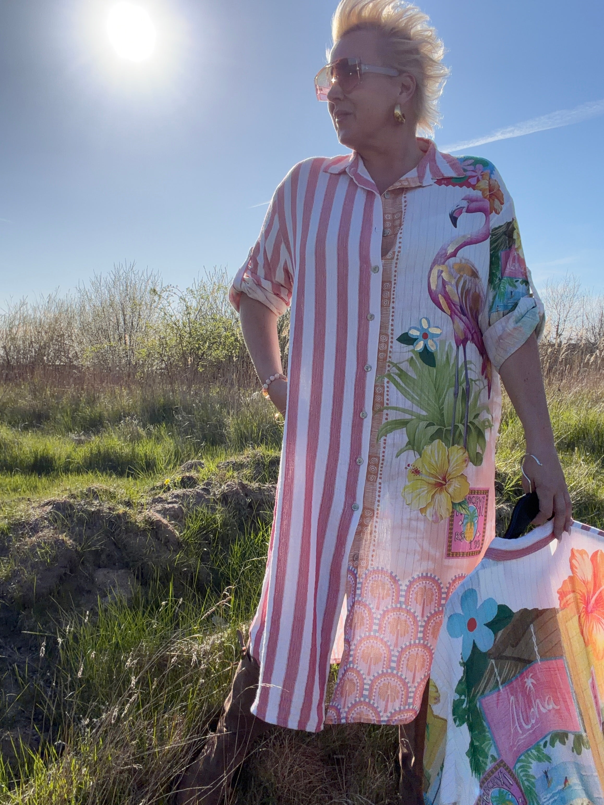 By Engbork Flamingo dress stripe