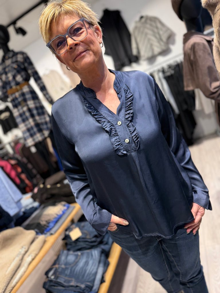 Boho Love B1308 silk skjorte navy