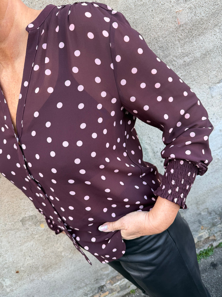 Love & Divine love407 dot shirt bordeaux