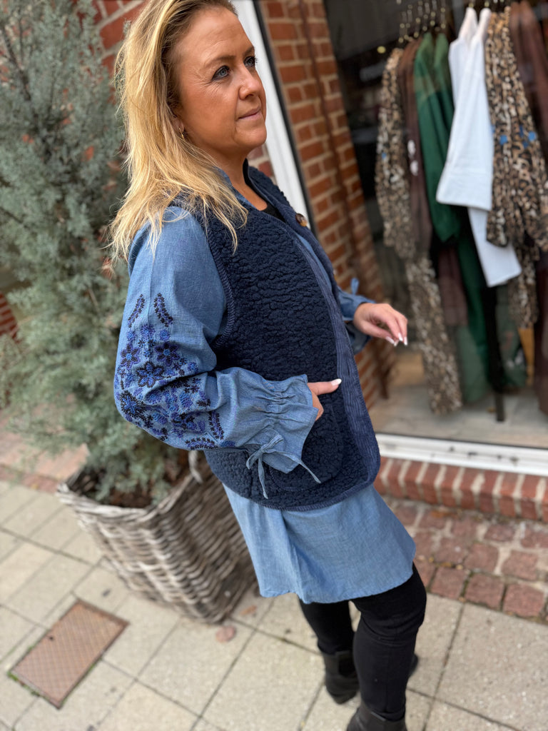 WAUW 10104 Chambray Wilma tunic blue