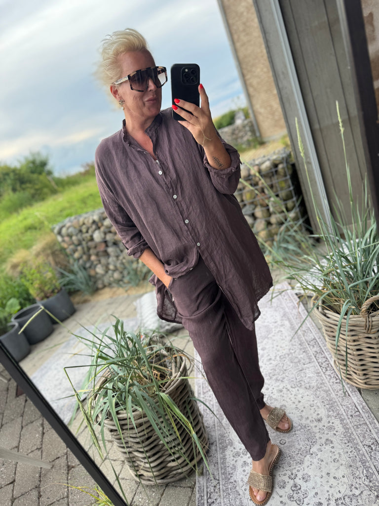 Boho Love Adel skjorte hør aubergine