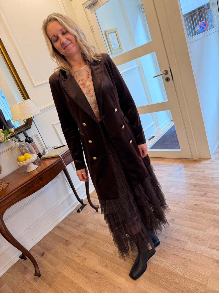 By Engbork Amalia velour blazer gold brown