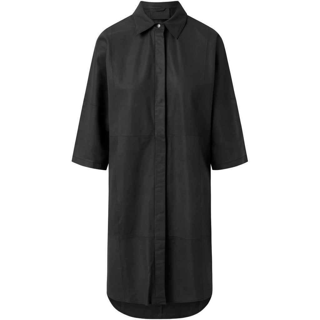 Depeche 50292 Long shirt dress leather black
