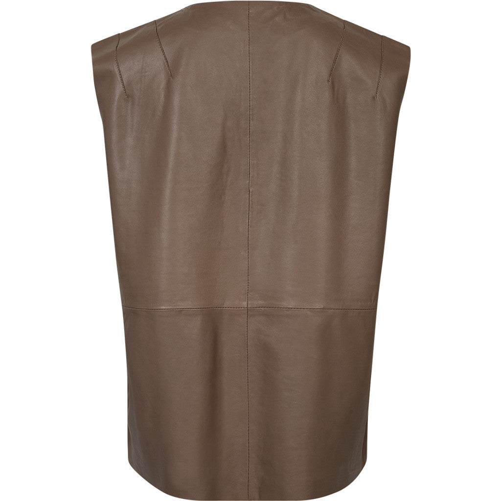 Depeche 51462 leather Lucindia vest taupe