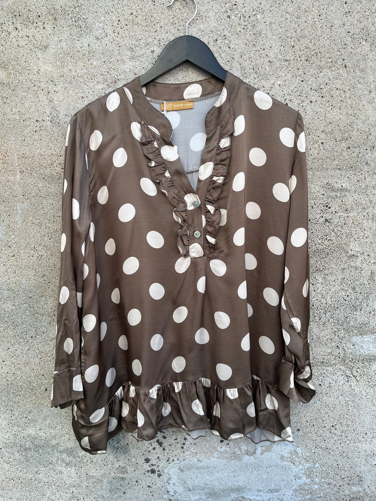 Boho Love B1292 skjorte dot satin taupe