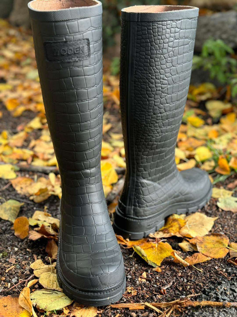 Woden WL763 Le Croco waterproof long boot black