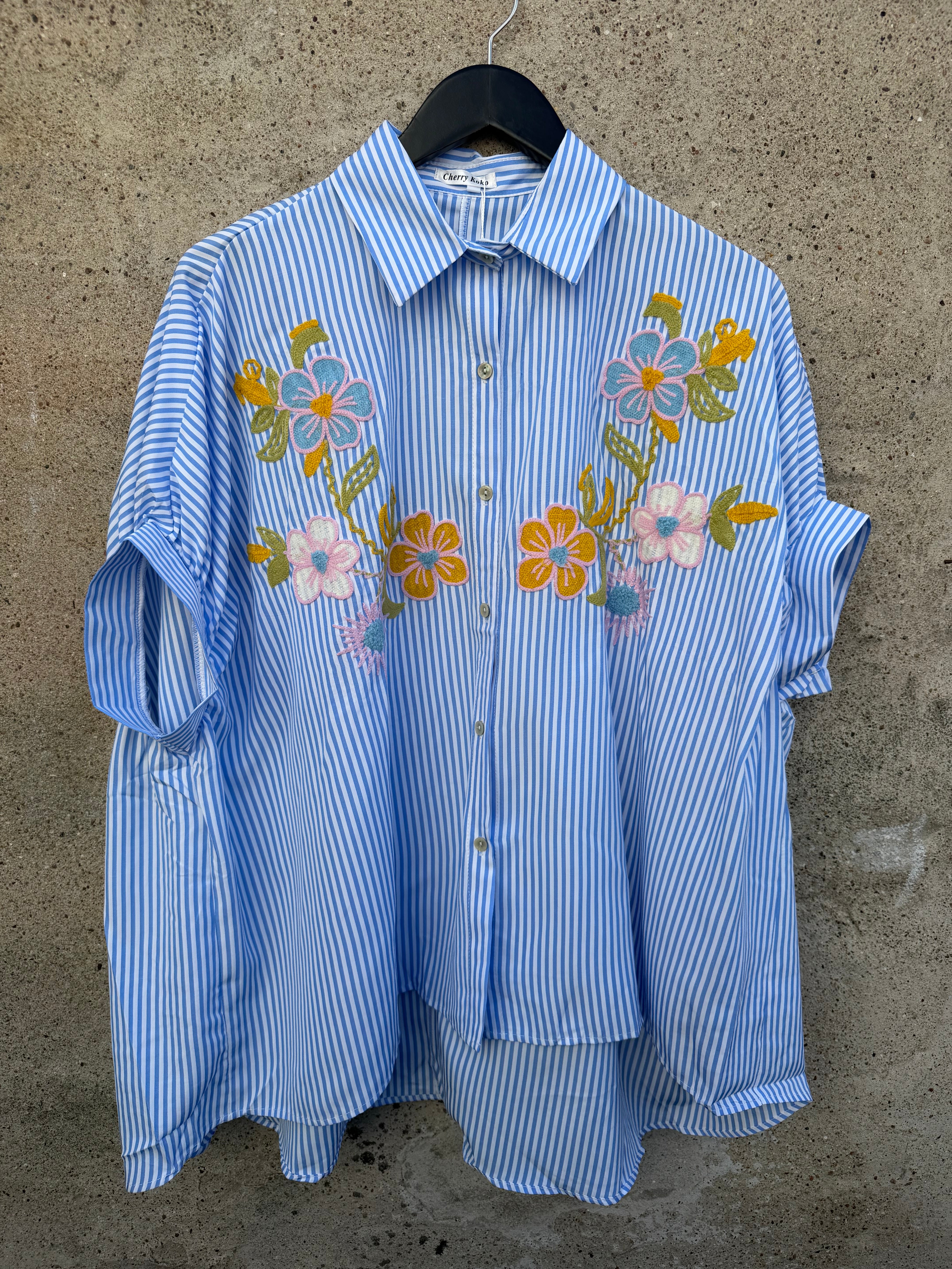Flower Field shirt stripe blue