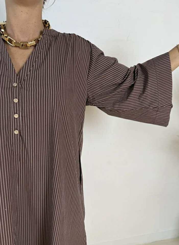 Gaspar 2510715 Mumbai stripe dress plum