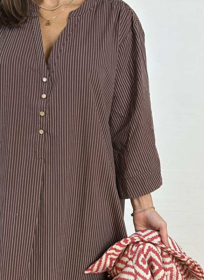 Gaspar 2510715 Mumbai stripe dress plum