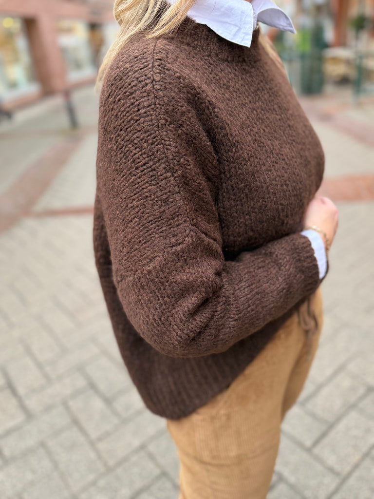 Qnuz 9199 knit blouse choco