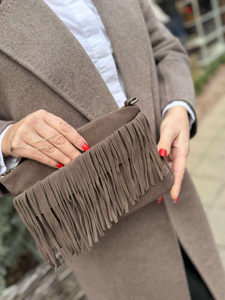 Depeche 16654 clutch suede bag brown