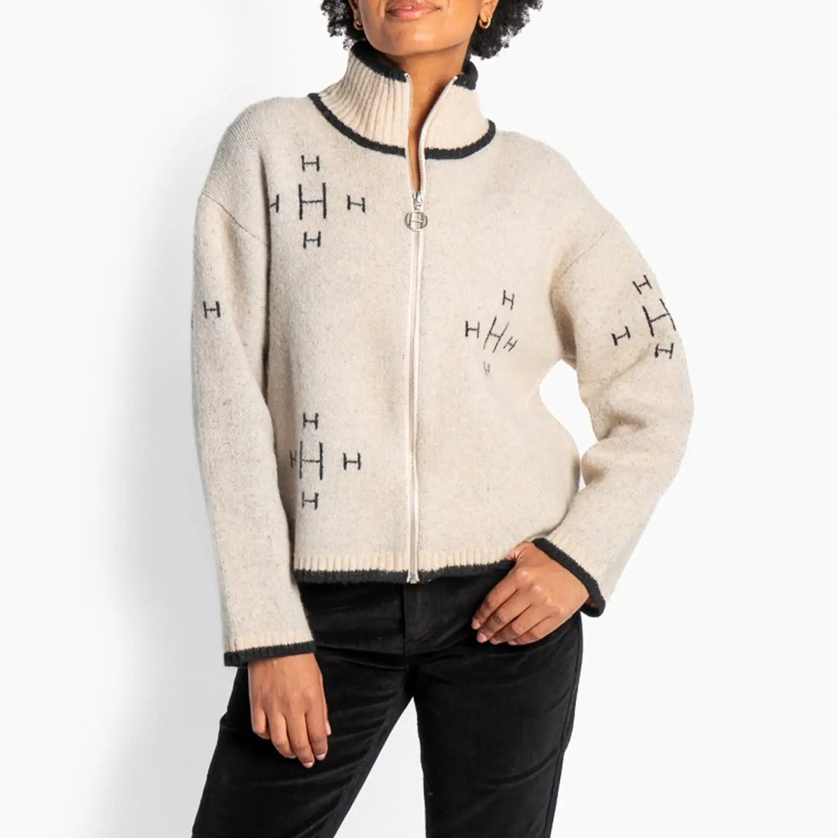 HÈST 2630120856 Iben zip jacket light beige melange