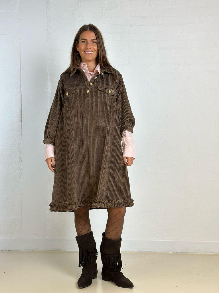 Gaspar 2510704 Rio corduroy kjole taupe