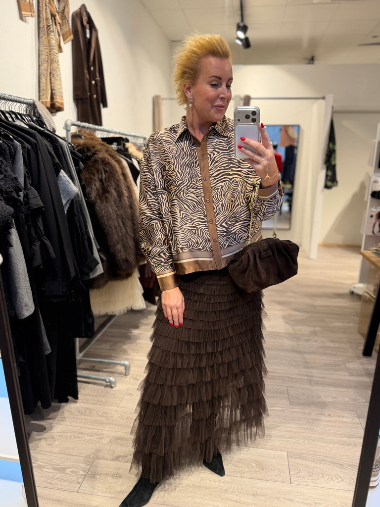 By Engbork Wonder tyl skirt Chokolade