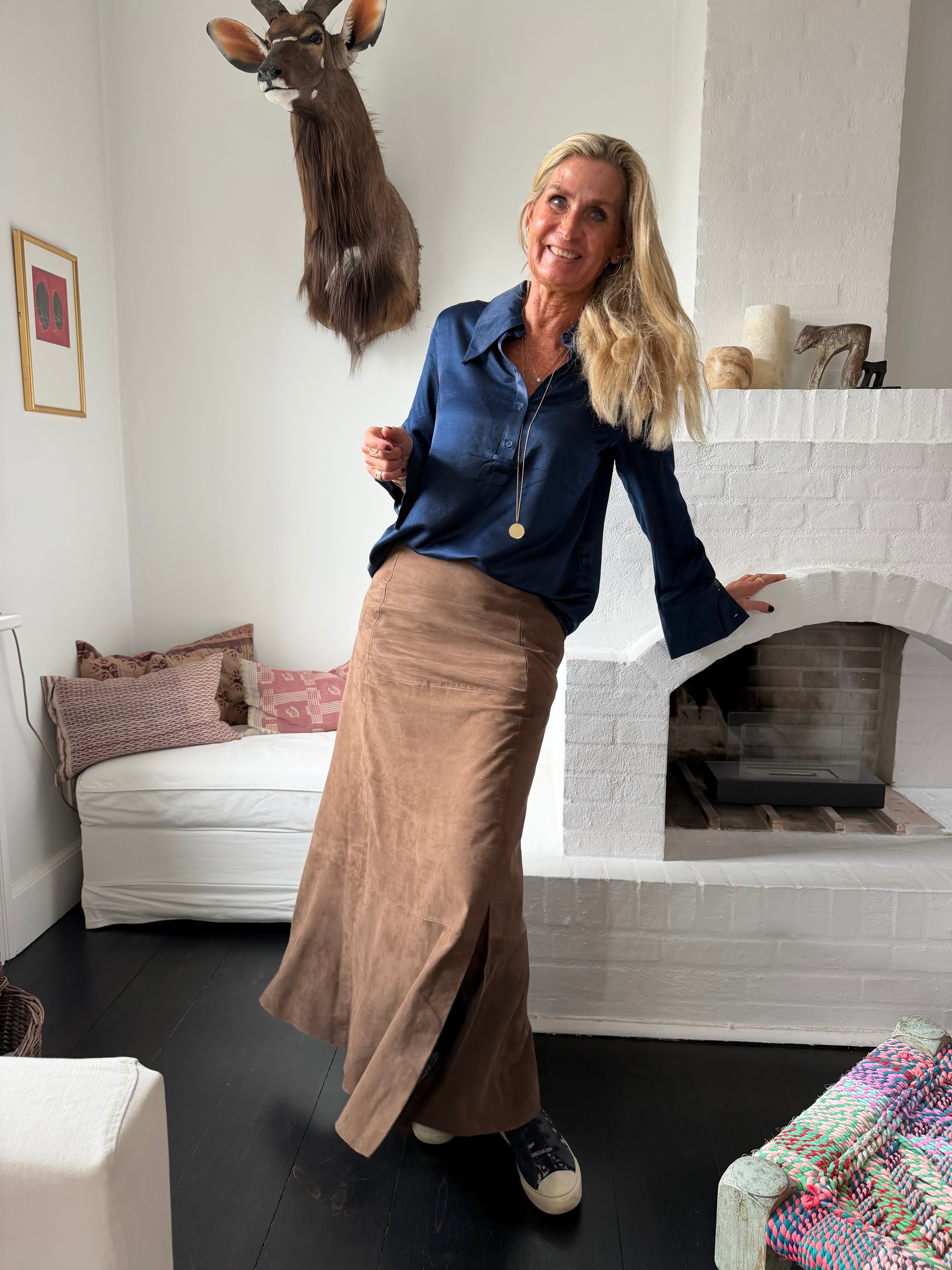 Depeche 51312 Naomi long skirt suede toffee