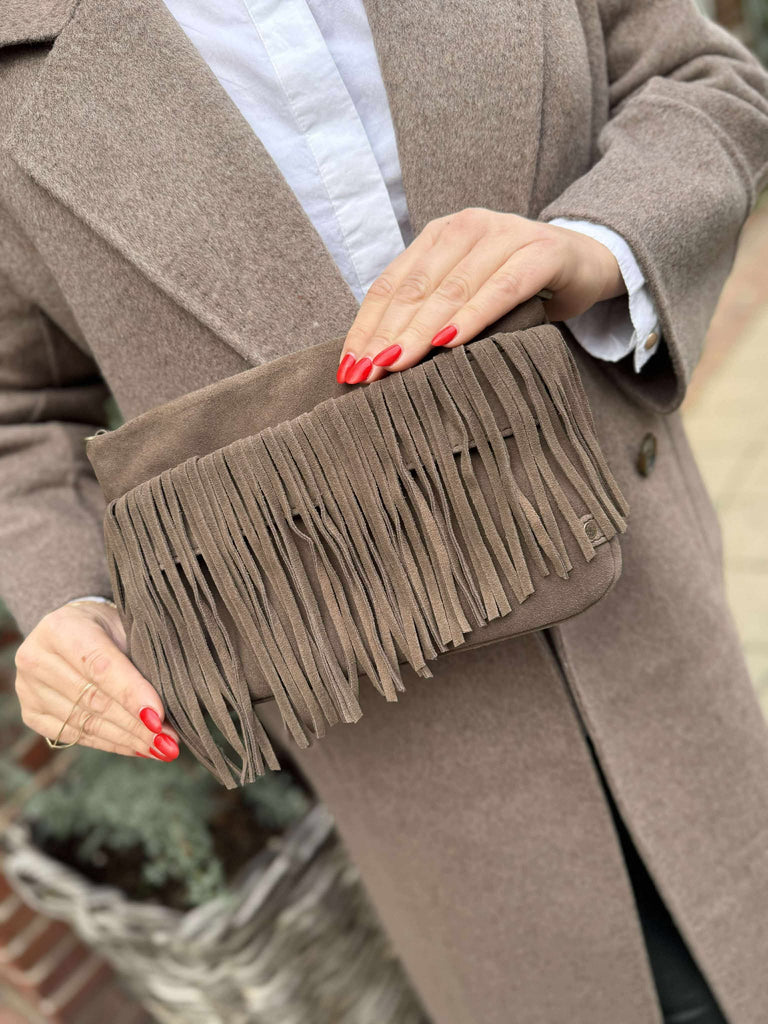 Depeche 16654 clutch suede bag brown